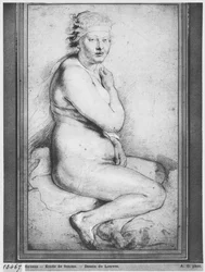 Junge nackte Frau, sitzend, nach rechts gewandt
